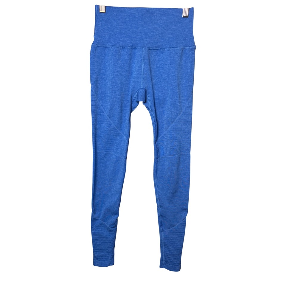 Alphalete Leggings S Blue High Waist Ribbed Moto Athleisure Compression Athletic